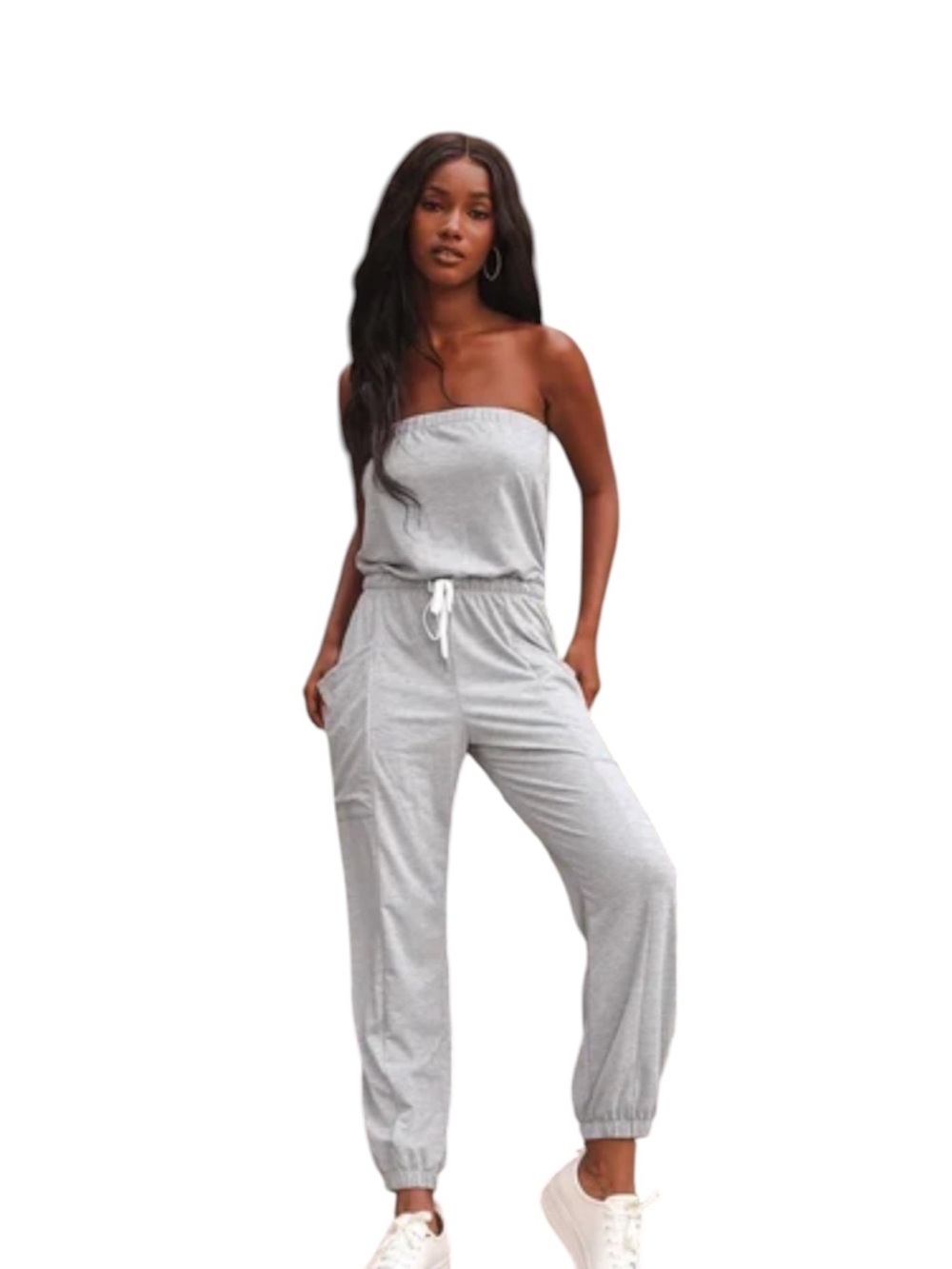 ✨𝐒𝐇𝐎𝐒𝐇𝐎 Strapless Grey Jumpsuit Jogger Lounge S/M ✨